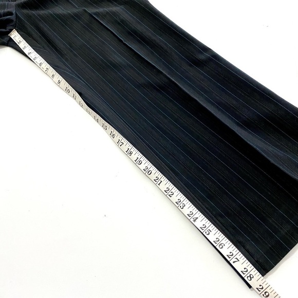 Career Black Pinstripe Straight Leg Slacks Pants 10 Office Siren Corpcore Office - Picture 9 of 10